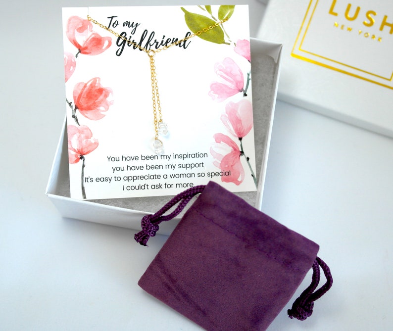 Girlfriend and Touching Message Sweet Gifts for Girlfriends with Romantic Comes with Gift Box and Pouch Pearl /& Diamond Necklaces