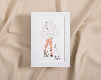 Tangled in Lights Fashion Illustration, Home Decor, Christmas Decor, 8x10 inch art print
