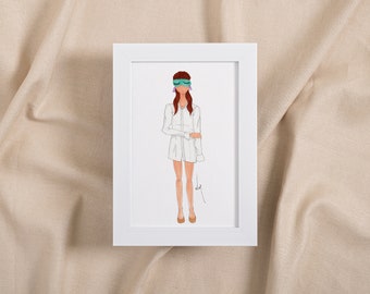 Bed Head Fashion Illustration, Home Decor, Housewarming Gift, 8x10 inch art print