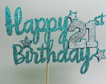 Personalised Happy Birthday Age cake topper, 21st, 30th, 40th, 50th, 60th, Party, Cake accessories, topper, birthday decorations, party