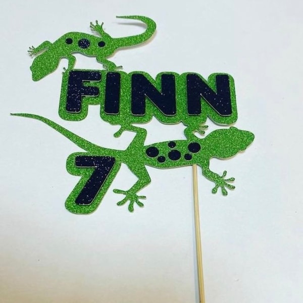 Lizard cake topper,gecko,reptile,personalised cake topper,bearded dragon,party,cake decor, cake decoration, decorating, accessories