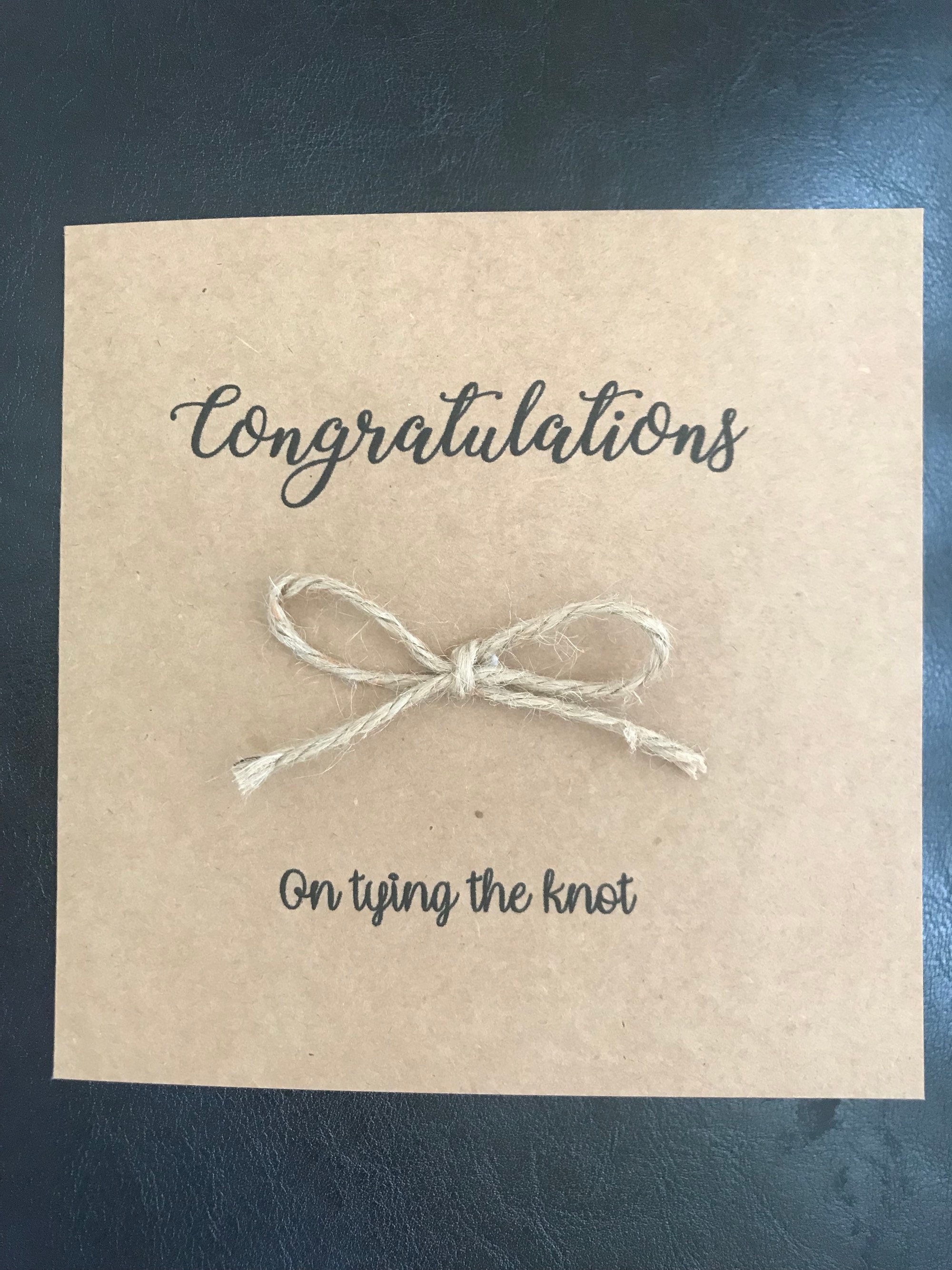 Congratulations on Tying the Knot Wedding Card, Personalised, Rustic ...