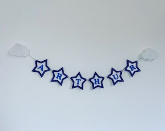 Childrens Name Bedroom Wooden Nursery Wall Decor Bunting,Personalised Letters Star Bunting,Baby Banner Hanging Garland,Kids Accessories