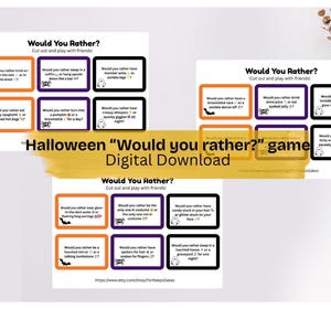 Juego &quot;¿Qué Prefieres?&quot; de Halloween: 30 Preguntas Divertidas y Escalofriantes para Fiestas Infantiles. Descarga Imprimible Instantánea.