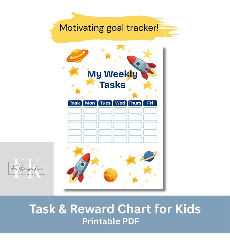 Space-themed Task and Reward Chart for Kids | 3-page Weekly Behaviour ...