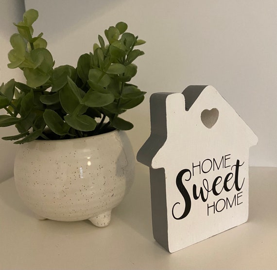 Home Sweet Home Ornament shelf Sitter White grey house Home