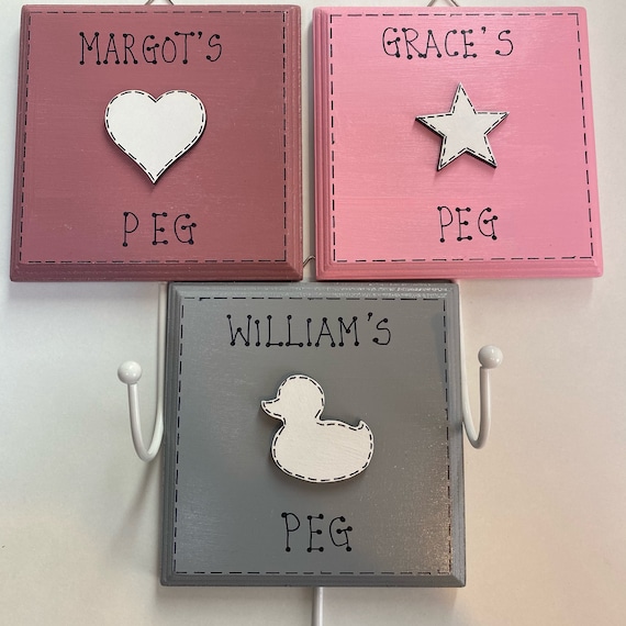 Personalised Childrens Kids Wall Hook Bag Hook coat Peg hanging Peg bedroom child Wall Peg Door Hook coat Hook Dressing Gown Towel lead Etsy