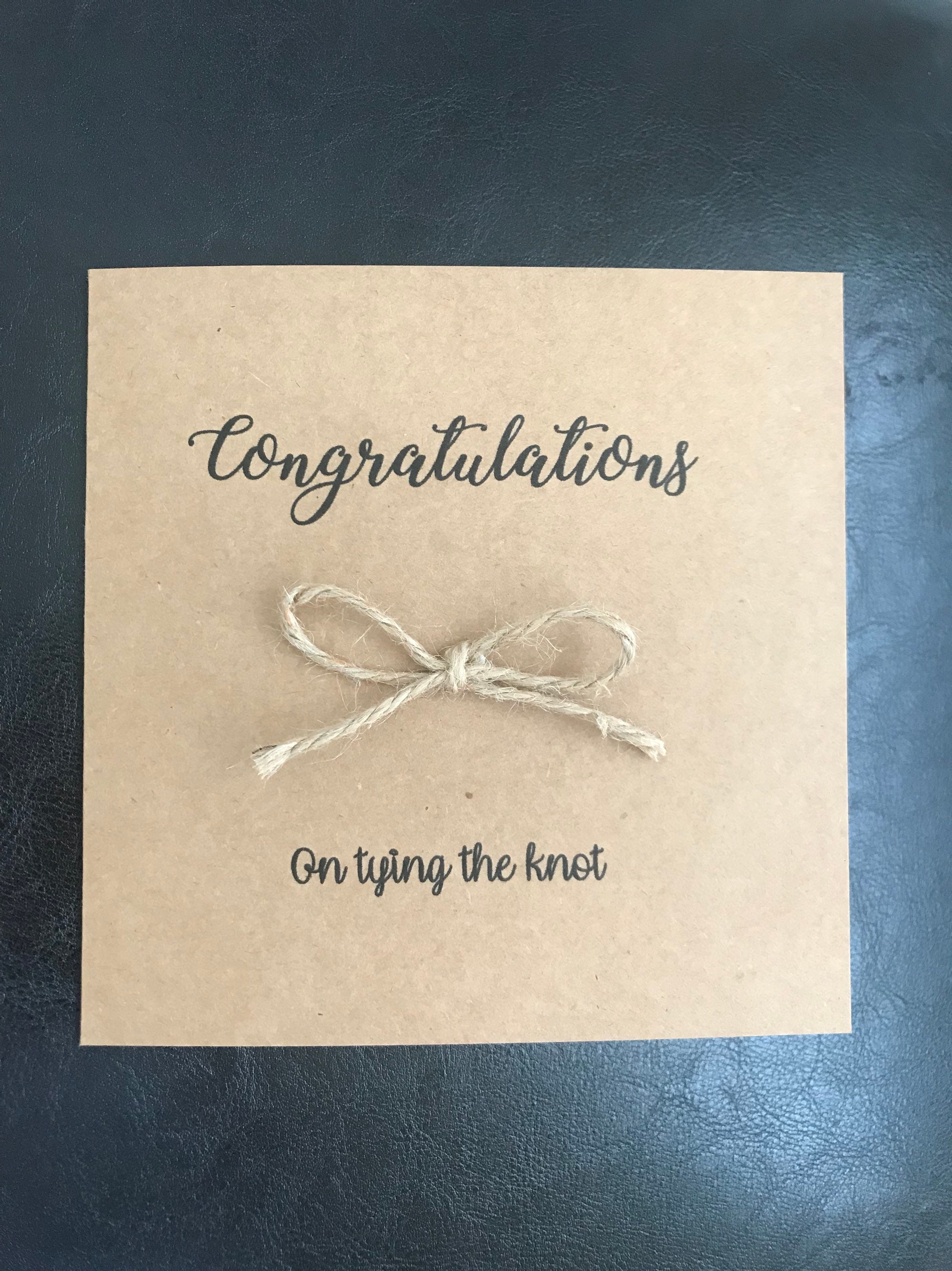 Congratulations on Tying the Knot Wedding Card, Personalised, Rustic ...