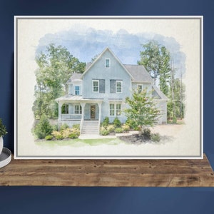 Details about   Custom House Painting from Photo Personalized Family Gift Watercolor Wall Art 