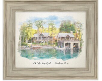 Aquarelle personnalisée Portrait de maison Cadeau de premier anniversaire Dessin de maison Nouvelle maison Cadeau de pendaison de crémaillère pour les parents Illustration de maison Cadeau de clôture