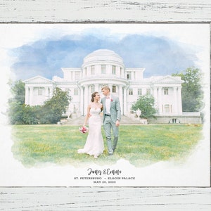 Custom Wedding Portrait Wedding Venue Watercolor Wedding Ceremony, First Anniversary Married Gift Anniversary Gift for Husband  Wedding Gift