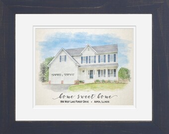 Custom Watercolor House Portrait: First Home Gift (Digital Painting)