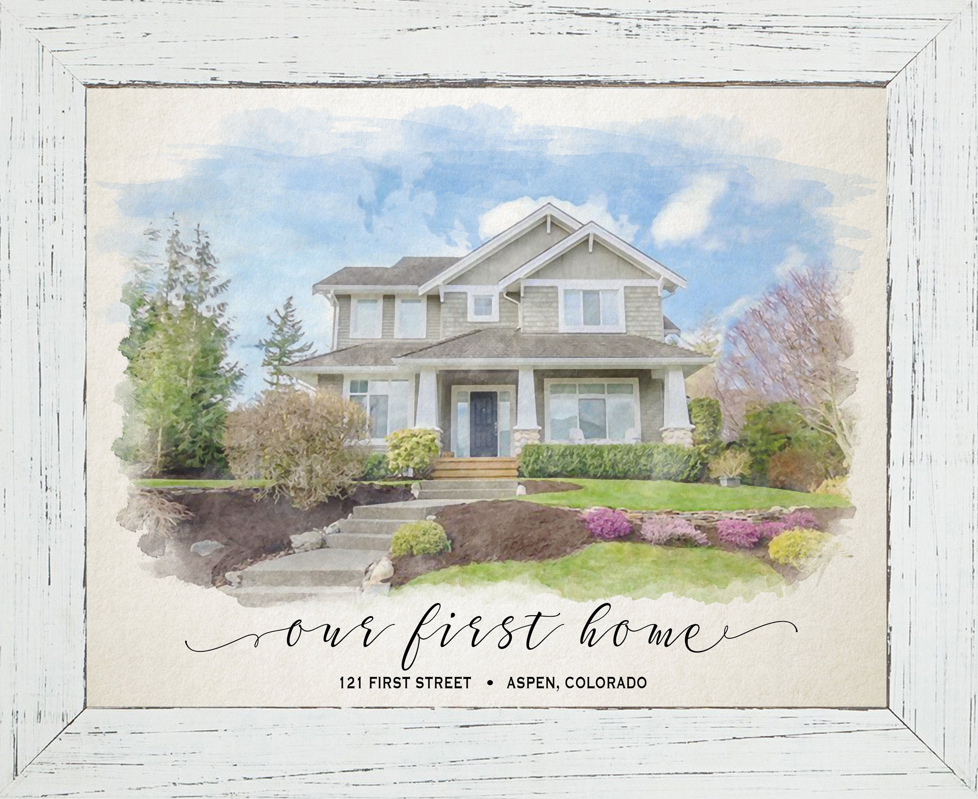 Wall Hangings house drawing Custom watercolor house portrait house