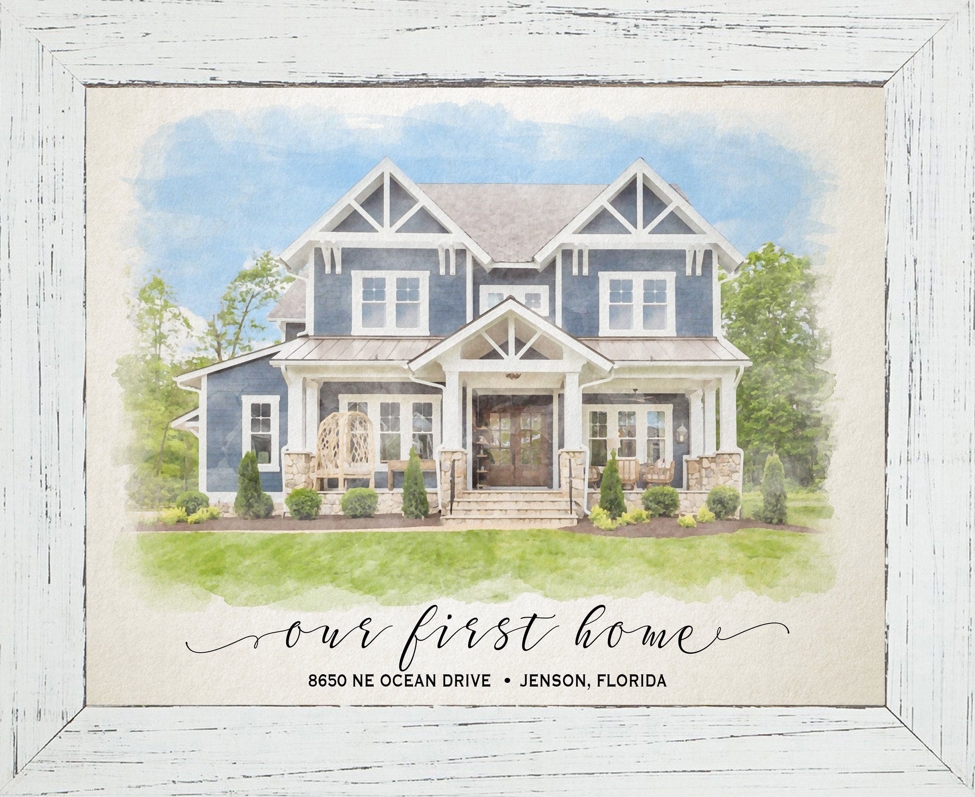 Custom House Portrait Watercolor Housewarming Gift New Home Realtor ...
