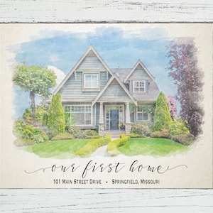 Custom House Portrait Watercolor Gift for New Home Gift Realtor Closing Gift Our First Home Gift 1st Anniversary Gift Christmas Gift