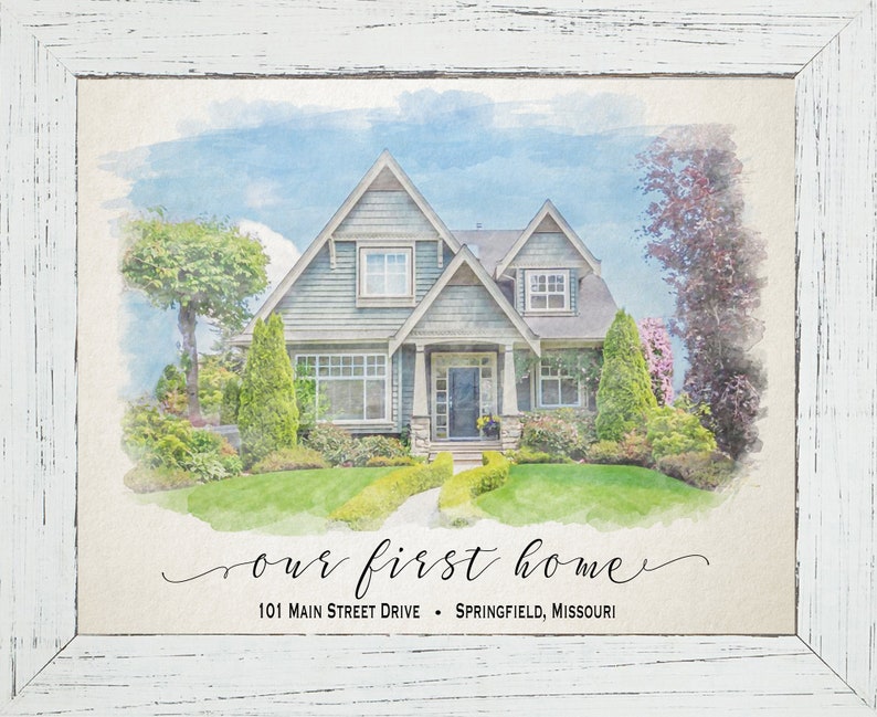 Custom House Portrait Watercolor Housewarming Gift New Home Realtor ...