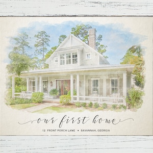 Personalized Watercolor Home Portrait: Realtor Closing Gift