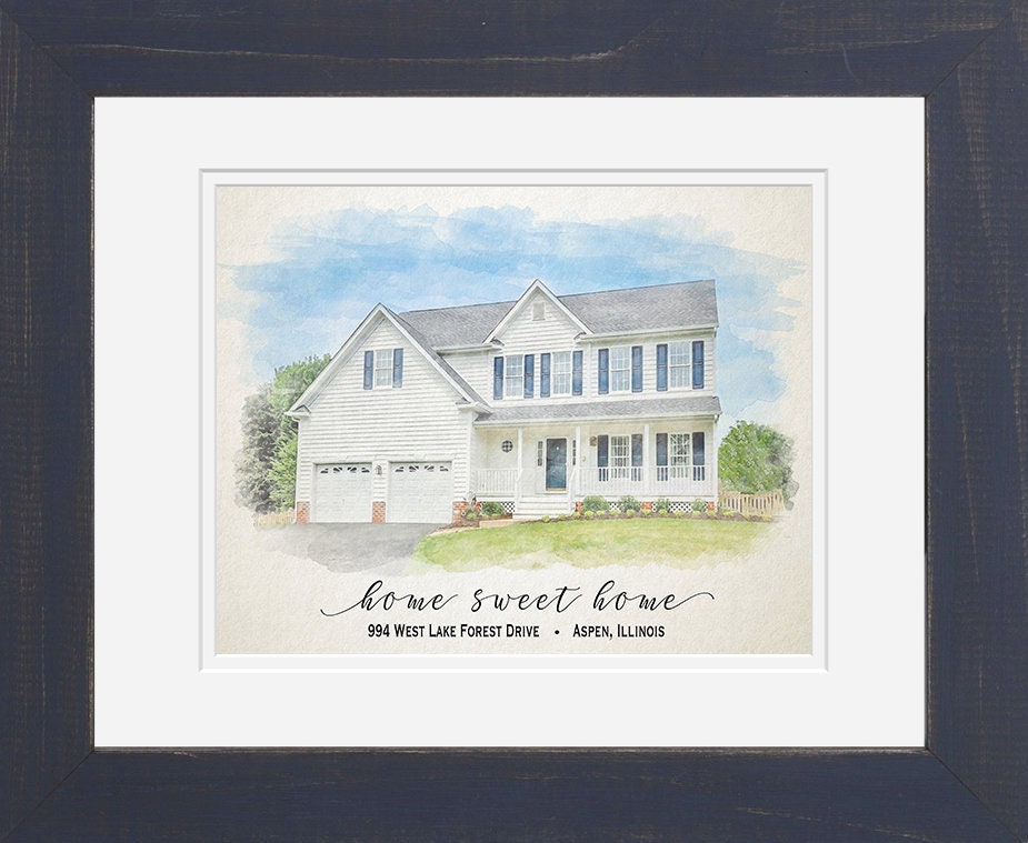 Custom House Portrait Watercolor Housewarming Gift New Home Realtor ...