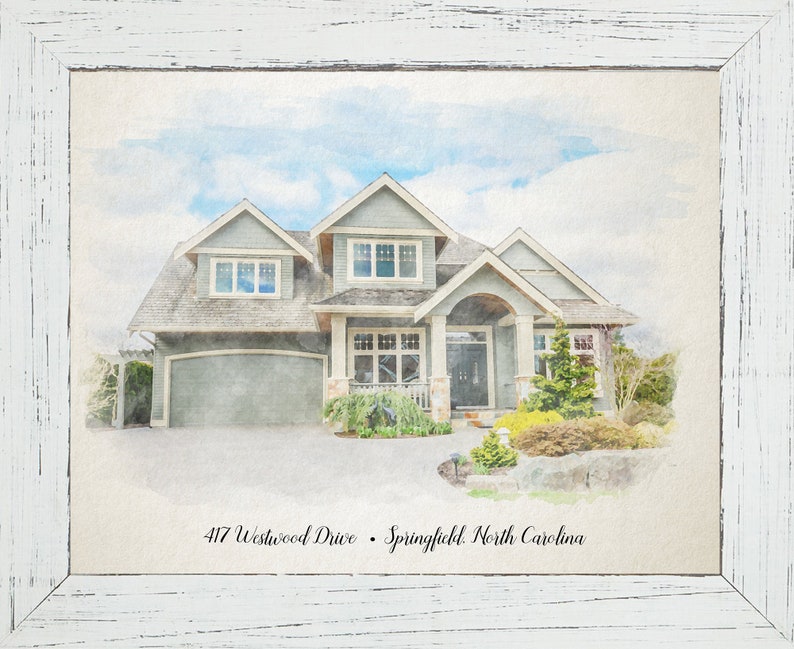 Custom House Portrait Watercolor Housewarming Gift New Home Realtor ...