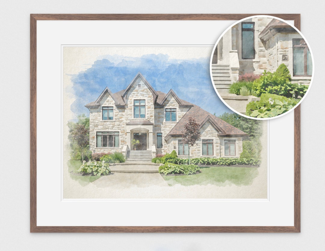 Custom House Portrait Watercolor Housewarming Gift New Home Realtor ...