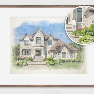 Custom House Portrait Watercolor Housewarming Gift New Home Realtor Closing Gift 1st Anniversary Gift for Wife Christmas Gift for Mom or Dad