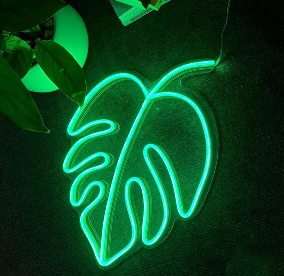 Monstera Leaf LED Neon Sign, Custom Neon Sign, Led Sign for Bedroom Room, Home Yard Bar Party Wall Decor, Neon Wall Art Decorations