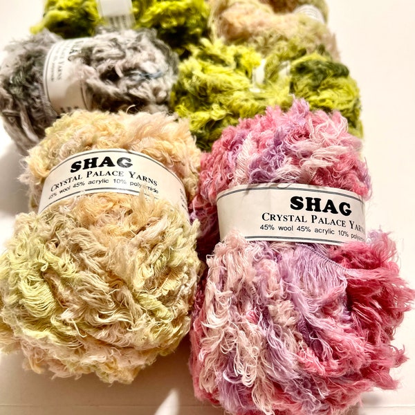 Crystal Palace Shag Pinks and Lilac Wool Blend Eyelash Yarn, Junk Journal Yarn, Scrapbook Yarn, Novelty Yarns, Rainbow Yarn for knitting