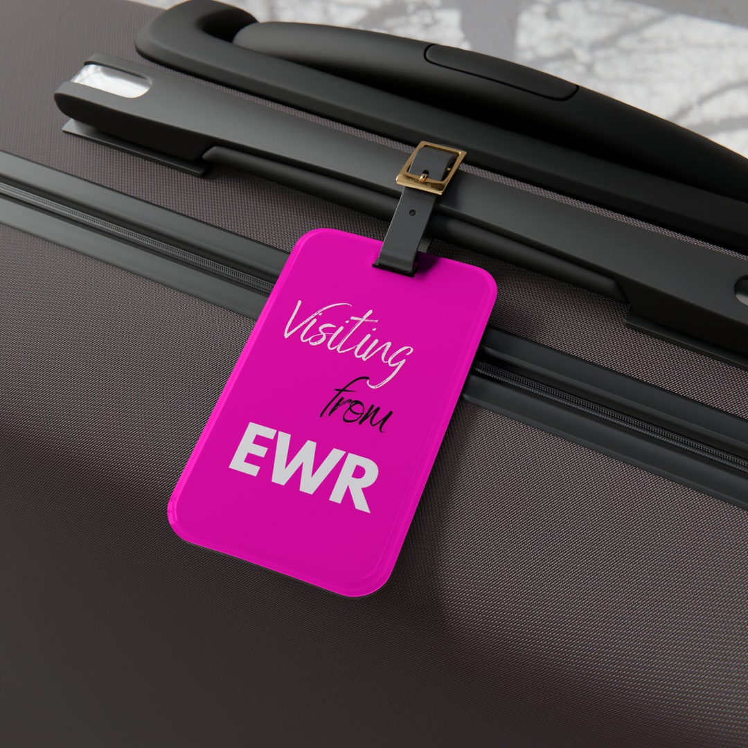 Visiting From EWR Luggage Tag Bright Pink Etsy
