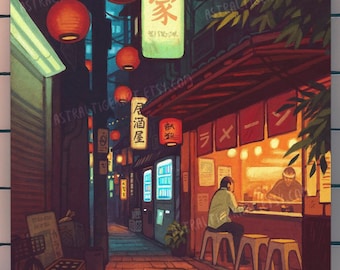 Ramen in de Alley II - 11 x 17" Art Print Poster