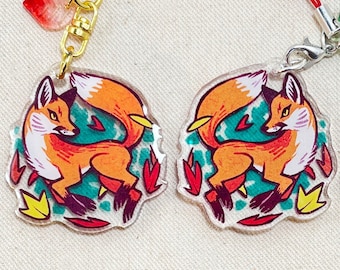 Autumn Fox 1.5" Acrylic Charm - Keychain or Cell Phone Strap