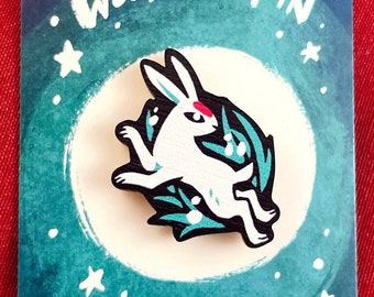 Ghost Rabbit 1" Wooden Pin