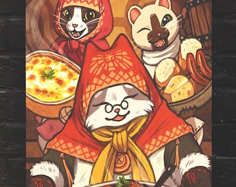 Grammeowster Chef - 11&quot;x17&quot; Print - Monster Hunter World Iceborne Palico Fan Art