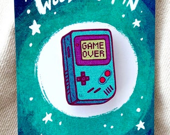 Game Over Game Boy 1" Wooden Pin