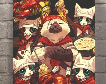 Meowscular Chef- 11&quot;x17&quot; Print - Monster Hunter World Palico Fan Art