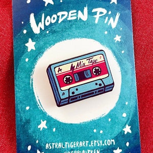 Mix Tape Cassette 1&quot; Wooden Pin