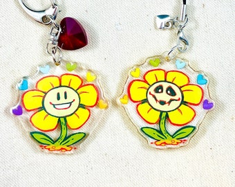 Undertale Flowey 1.5" Doubled Sided Acrylic Charm - Keychain or Cell Phone Strap Available