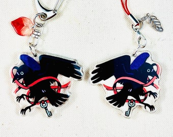 Raven 1.5" Acrylic Charm - Keychain or Cell Phone Strap