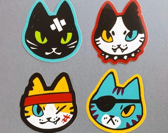 Danger Cats 2.75&quot; Glossy Vinyl Stickers - Original Art - Updated Design!