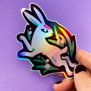 Ghost Rabbit Vinyl Sticker - Iridescent or Matte