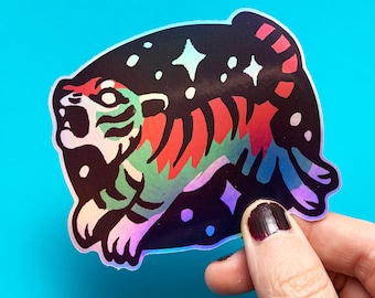 Astral Tiger Vinyl Sticker - Iridescent or Matte