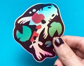 Koi Pond Vinyl Sticker - Iridescent or Matte