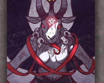 Baphomet - Pôster de impressão artística de 7x17"