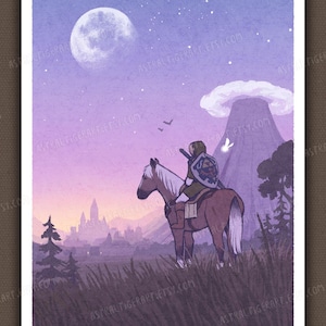 Hyrule Field - 11x17&quot; Poster Print - Legend of Zelda Ocarina of Time Fan Art
