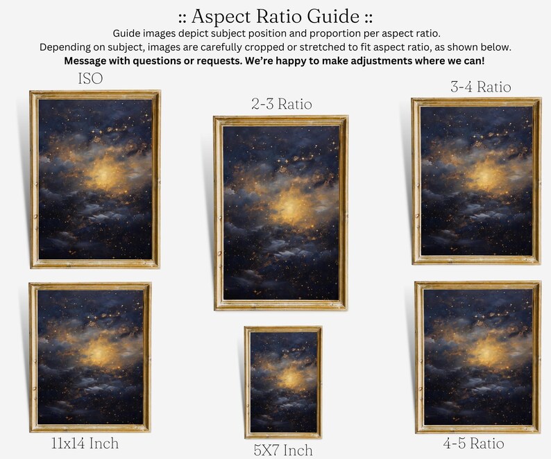 Night Sky Art Print Bundle, Printable Stars and Moon Wall Art, Set of 5 ...