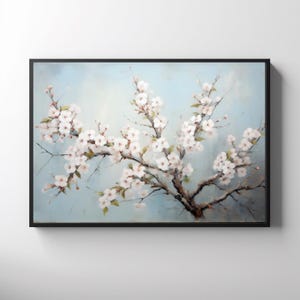 Printable Vintage Cherry Blossom Painting, Japanese Floral Wall Art, Sakura Art Print, Meditation Decor Zen Bedroom Artwork Yoga Room Print