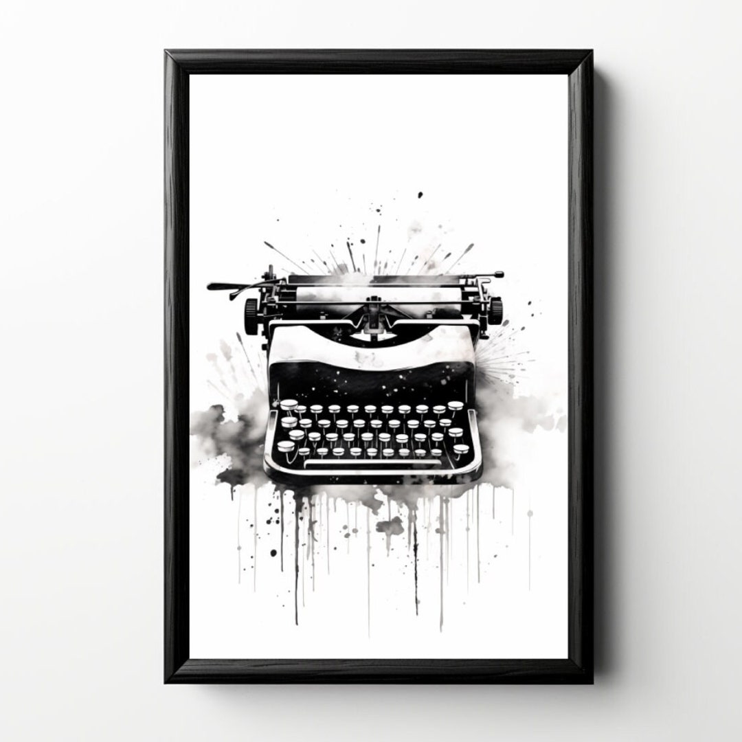 Typewriter Print, Printable Retro Typewriter Ink Painting, Vintage ...