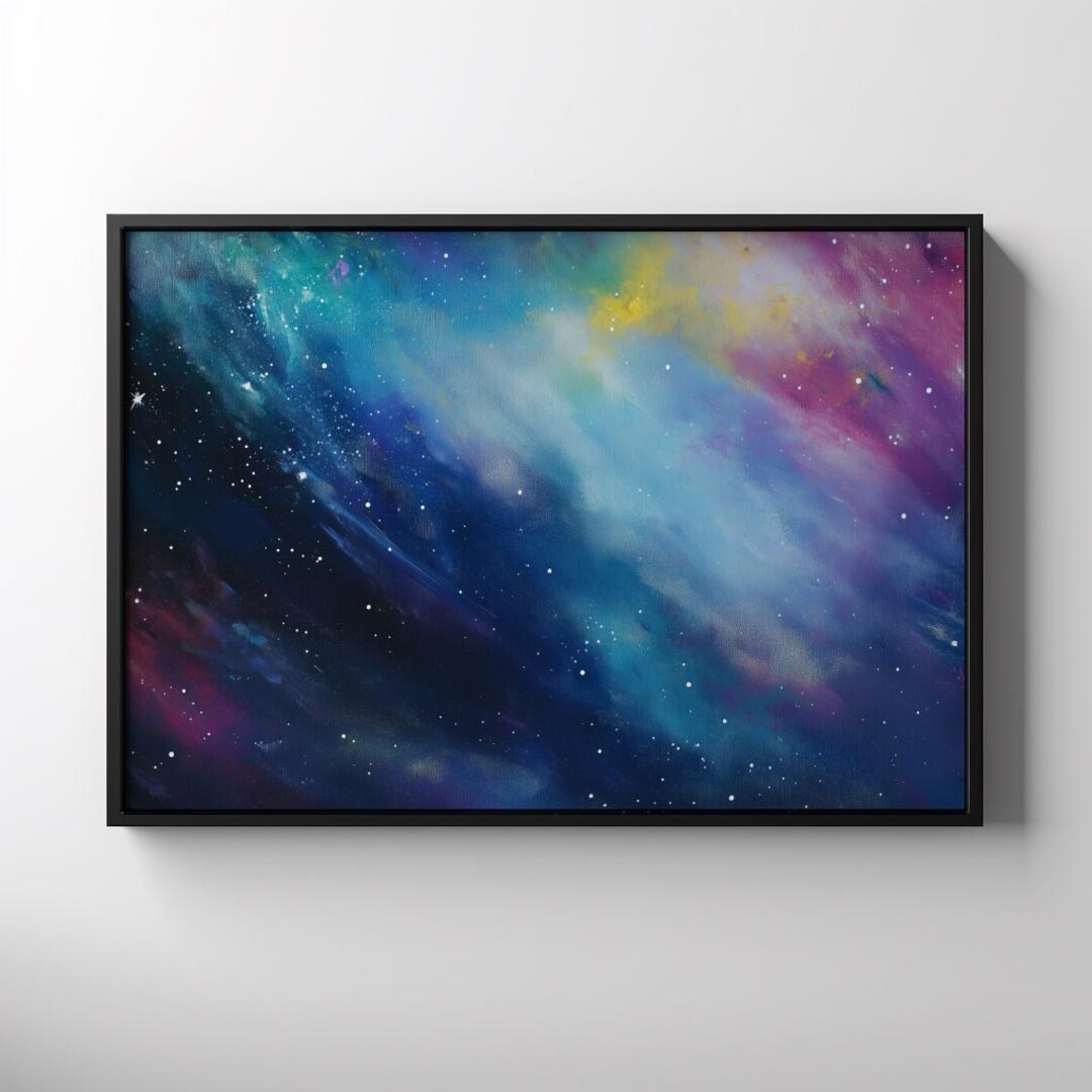 Abstract Starry Night Sky Painting, Printable Star Gazing Wall Art ...