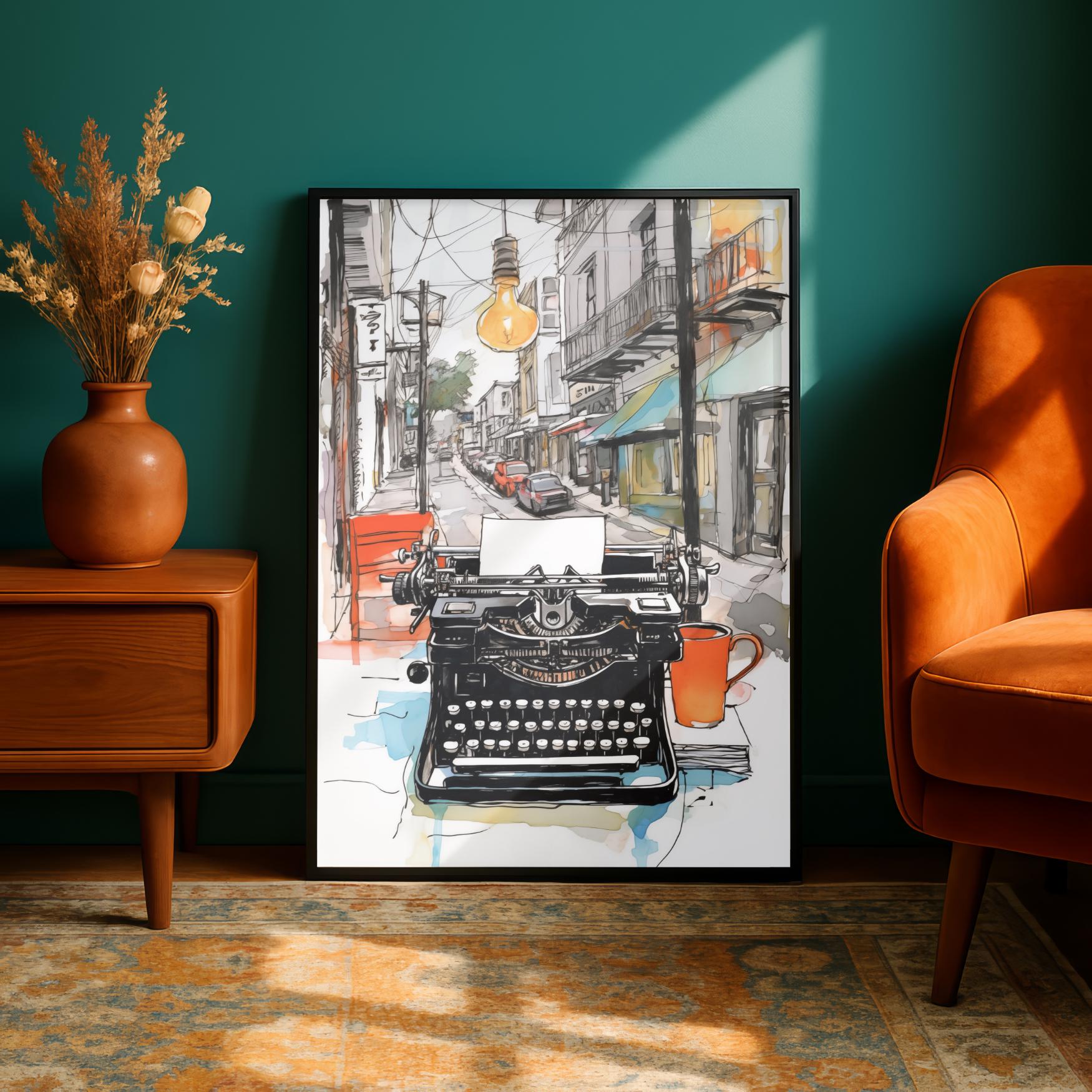 Vintage Typewriter Print, Printable Typewriter Illustration, Beat ...