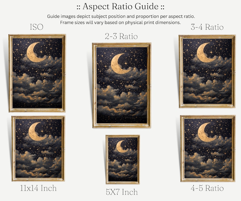 Printable Crescent Moon Starry Night Sky Oil Painting, Vintage Star Gazing Wall Art, Evening Sky Print, Moody Celestial Artwork, Dark Galaxy Bild 9