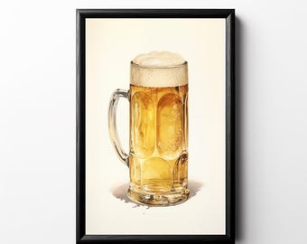Printable Vintage Beer Wall Art, Retro Beer Art Print, Brewery Artwork, Dad Brewer Gift Beer Lover, Craft Beer Poster Dorm Decor Bar Artwork